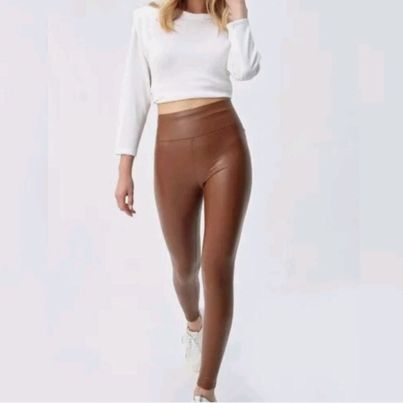 7 For All Mankind Pants - ⏰ 7 For All Mankind Brown Leather Leggings